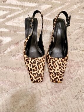 Maeve Leopard Print Slingback Pumps in Brown- NEW